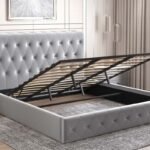 É Lit Coffre Corsica En Gris Velours