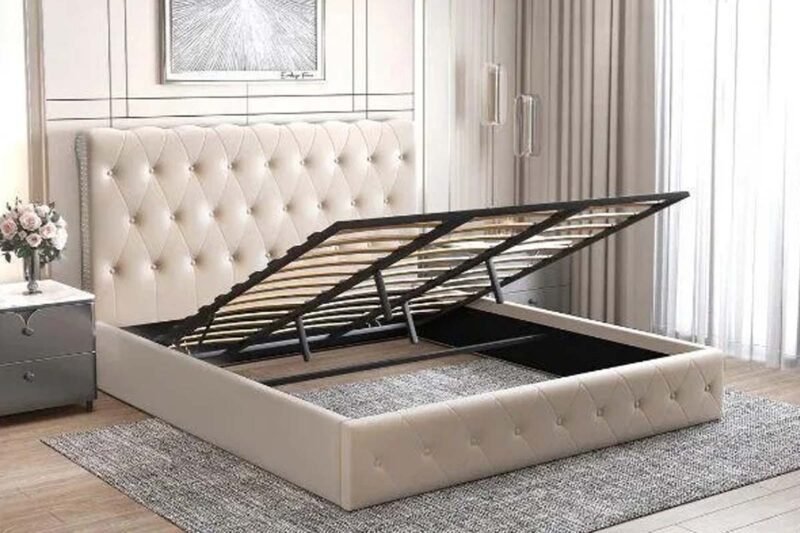 É Lit Coffre Corsica En Beige Velours