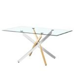 Table Repas Jessica Transparent Pieds Gold et Chrome