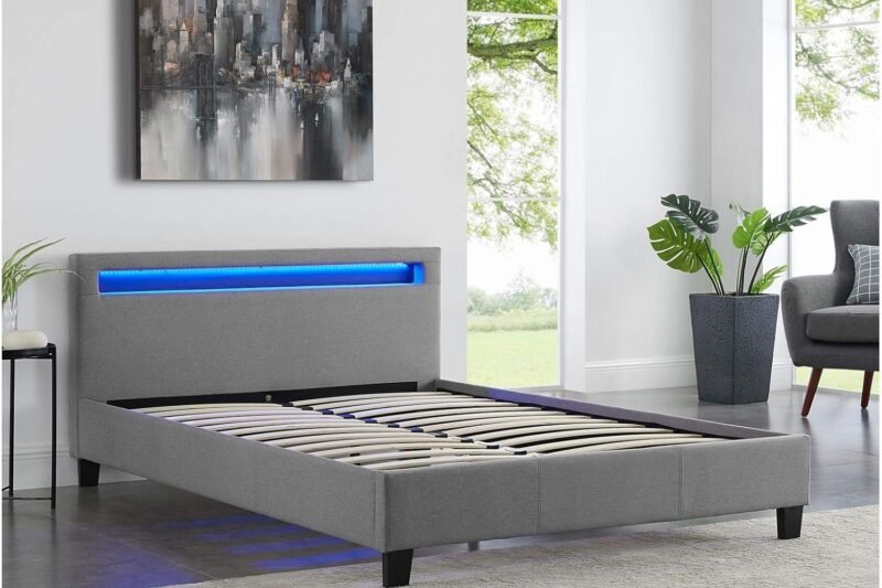 Lit LED Gris Avec Sommier