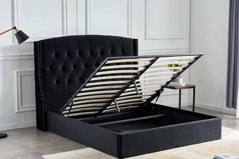 Lit Coffre SULTAN Velours Noir-Chester