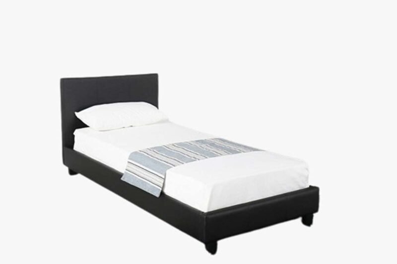 Lit Simple Melburn Similicuir Noir 90/190