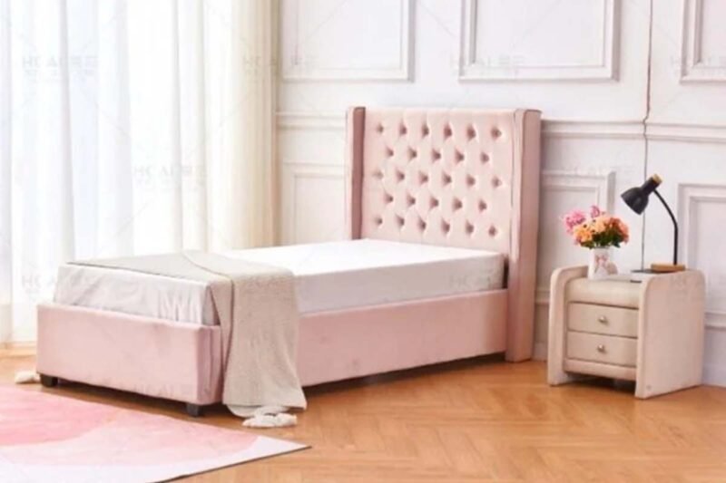 Lit eres capitonne velours 90x190 cm