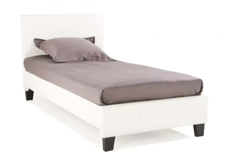 Lit Simple Melburn Similicuir Blanc 90/190