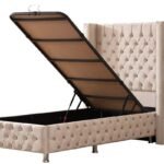 LIT COFFRE CLOUTÉ BEIGE 1 PLACE
