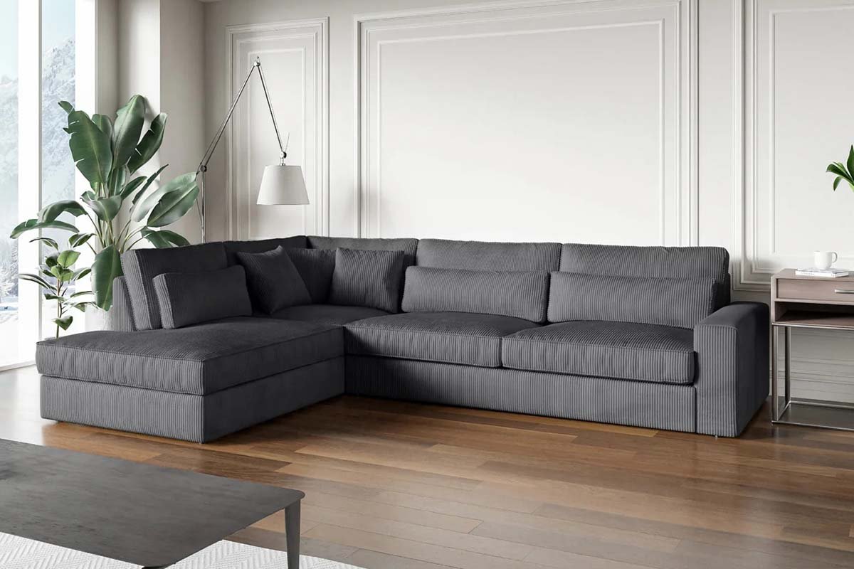BRISTOL ANGLE CORNER SOFA IN Gray Ribbed - Image 5
