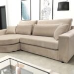 CANAPE TURIN ANGLE DROIT VELOURS BEIGE 275x165cm