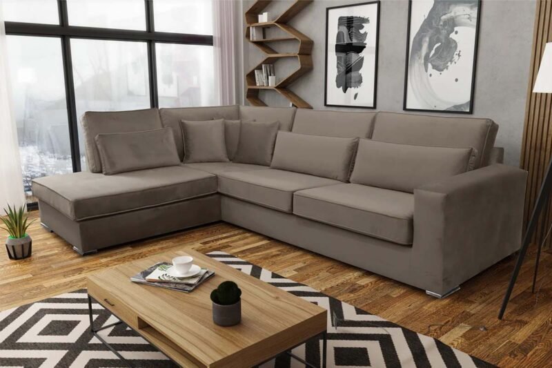 CANAPE D’ANGLE BRISTOL ANGLE EN VELOURS MOKA