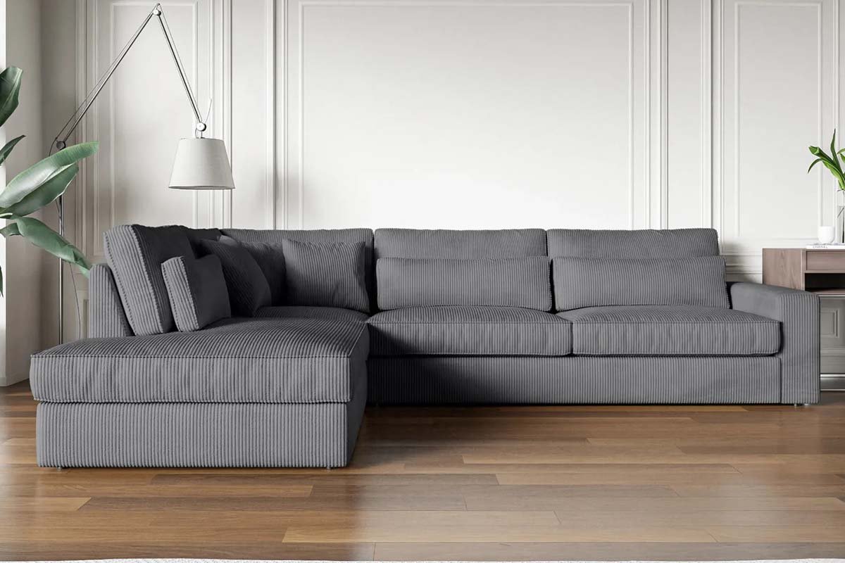 BRISTOL ANGLE CORNER SOFA IN Gray Ribbed - Image 4