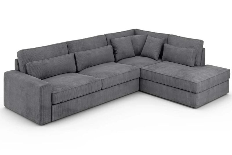 BRISTOL ANGLE CORNER SOFA IN Gray Ribbed