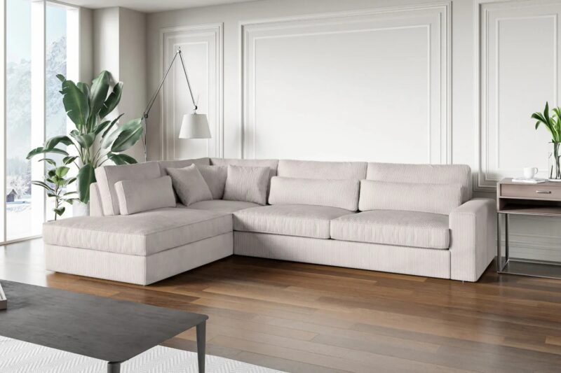 CANAPÉ D'ANGLE BRISTOL ECRU Côtelé