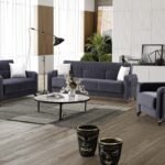 CANAPE SALON ALMERIA VELOUR GRIS 3+2+1