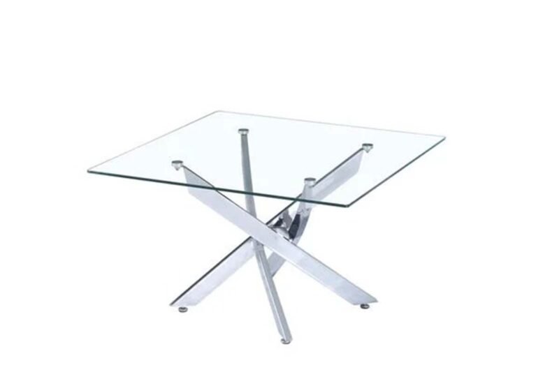 Table Basse Jessica carre Transparent Pieds Chrome