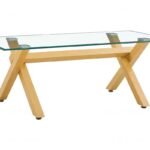 Table basse en verre pied bois CROSS