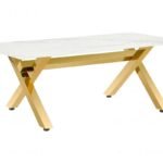 Table basse marbre blanc pied doré CROSS