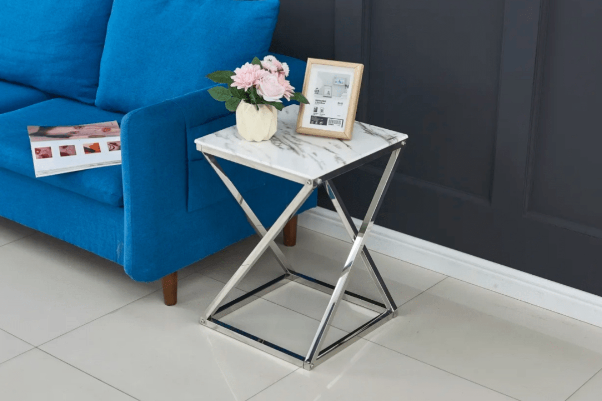 Gueridon Beverly Pieds Chrome 40x40x55 CM - Image 2