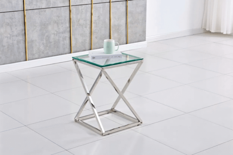 Gueridon Beverly Pieds Chrome 40x40x55 CM