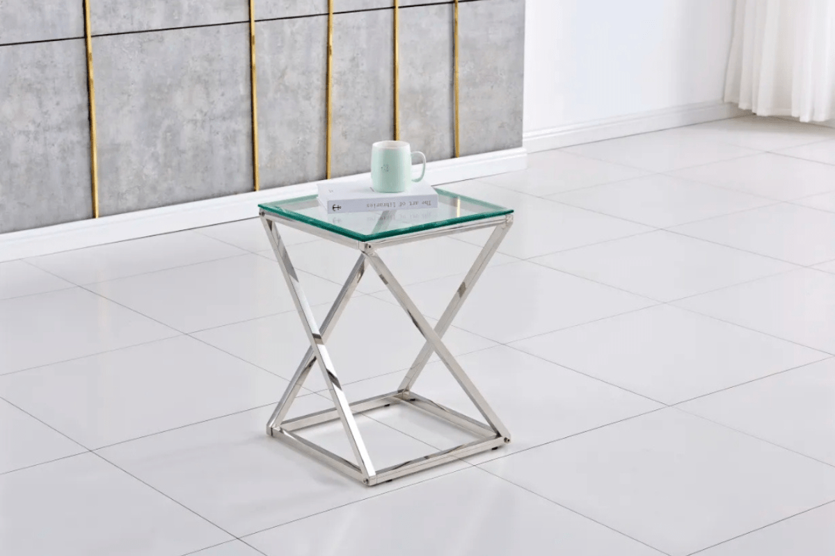 Gueridon Beverly Pieds Chrome 40x40x55 CM