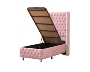 Lit Coffre CLOUTE en velours capitonn pour enfant