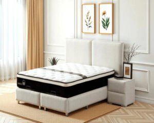 Lit coffre MAYA blanc cassé CASSE Chenille