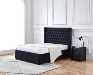 LIT ERES CAPITONNE VELOURS NOIR 160x200cm