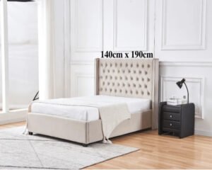 LIT ERES CAPITONNE VELOURS MOKA 140x190cm